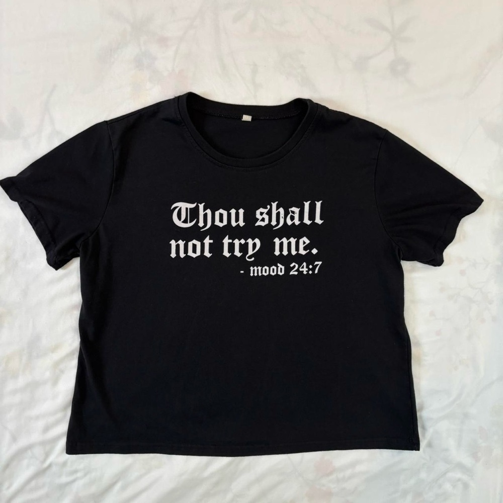 Thou Shall Not Try Me Olde English Graphic Tee Shirt Funny Graphic S/M/L - Picture 5 of 8